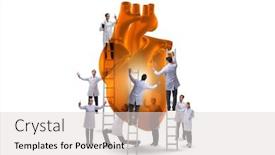  Presentation with examination - PPT layouts with heart examination by a team of doctors background and a light gray colored foreground