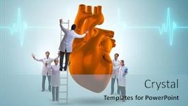  Presentation with examination - Colorful presentation enhanced with aorta - heart examination by a team backdrop and a light blue colored foreground