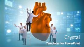  Presentation with examination - Cool new PPT theme with heart examination by a team of doctors backdrop and a teal colored foreground