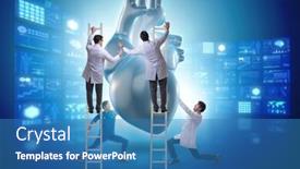  Presentation with examination - Audience pleasing PPT layouts consisting of heart examination by a team of doctors backdrop and a teal colored foreground