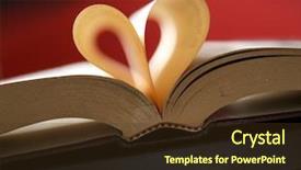  Presentation with heart book - PPT layouts enhanced with heart from book pages with a shallow depth of field and a red background background and a tawny brown colored foreground