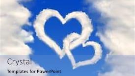  Presentation with heart clouds - Presentation theme with heart from clouds background and a teal colored foreground