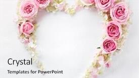  Presentation with rose petal corner frame - PPT theme featuring heart from fresh rose petal background and a sky blue colored foreground