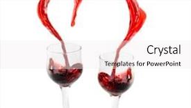  Presentation with goblet - Beautiful presentation theme featuring heart from pouring red wine in goblet isolated on white backdrop and a sky blue colored foreground