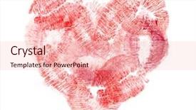  Presentation with human heart blue and red - Colorful slides enhanced with heart from red lips imprints backdrop and a lemonade colored foreground