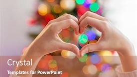  Presentation with merry christmas - Audience pleasing slide set consisting of heart from the hands in front of christmas tree merry christmas and happy new year backdrop and a red colored foreground