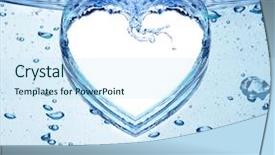  Presentation with water splash - Cool new slide deck with heart from water splash isolated backdrop and a sky blue colored foreground