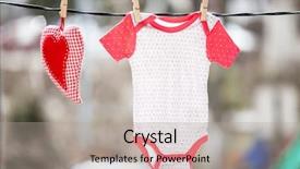  Presentation with baby clothes - Cool new presentation theme with heart hanging on the clothesline backdrop and a light gray colored foreground