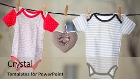  Presentation with baby sleep little brown - Colorful PPT layouts enhanced with heart hanging on the clothesline backdrop and a  colored foreground