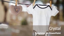  Presentation with baby clothes - Slides having heart hanging on the clothesline background and a  colored foreground