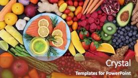  Presentation with fatty acids - Presentation design consisting of heart health with fresh fish background and a tawny brown colored foreground