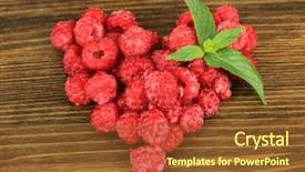  Presentation with wooden - Beautiful presentation design featuring heart healthy diet - fresh raspberry on wooden background backdrop and a tawny brown colored foreground