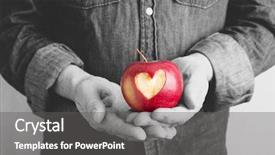  Presentation with heart healthy diet - Amazing slide deck having heart healthy diet - red apple with hands backdrop and a dark gray colored foreground