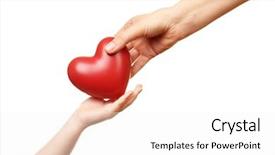  Presentation with heart hands - Presentation theme featuring heart in child and mother hands isolated on white background and a white colored foreground