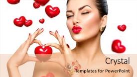  Presentation with love heart - Slide deck with heart in her hand love background and a coral colored foreground
