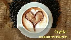  Presentation with love coffee cappuccino coffee - PPT layouts with heart in the foam nestle background and a tawny brown colored foreground
