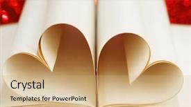  Presentation with book love heart - Presentation theme with heart made from book pages love reading valentines day concept background and a coral colored foreground