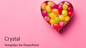  Presentation with beans - PPT theme having heart made from jelly beans background and a light gray colored foreground