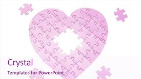  Presentation with heart puzzle - Presentation featuring heart made from the puzzle on white background and a pink colored foreground