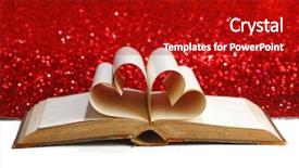  Presentation with heart book - PPT layouts enhanced with heart made of blank pages inside a book on glitter background background and a crimson colored foreground