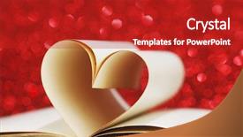  Presentation with heart book - Slide deck with heart made of blank pages inside a book on glitter background background and a crimson colored foreground