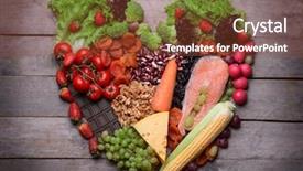  Presentation with heart healthy diet and nutrition - Presentation theme enhanced with heart made of healthy food background and a tawny brown colored foreground