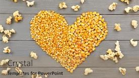  Presentation with maize - PPT theme consisting of heart-made-of-maize-grains background and a coral colored foreground