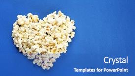  Presentation with popcorn - Colorful presentation design enhanced with heart made of popcorn backdrop and a teal colored foreground