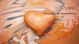  Presentation with love heart - PPT theme enhanced with heart-made-of-potter-s background and a coral colored foreground