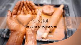  Presentation with heart hands - Theme consisting of heart-made-of-potter-s background and a coral colored foreground