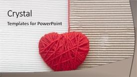  Presentation with yarn - Amazing presentation design having heart made of red yarn hanging on cardboard background backdrop and a light gray colored foreground