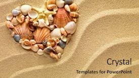  Presentation with sand heart - Colorful slide deck enhanced with heart made of sea shells backdrop and a yellow colored foreground