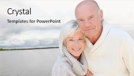  Presentation with senior couple - Presentation theme enhanced with heart man - portrait of happy senior couple background and a lemonade colored foreground