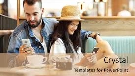  Presentation with tourists - Slide deck consisting of heart map - happy tourists having a break background and a coral colored foreground