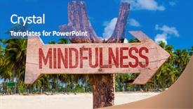  Presentation with mindfulness - PPT theme with heart mind - mindfulness arrow with beach background background and a teal colored foreground