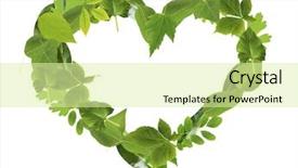  Presentation with green leaves - Slide deck with heart of different green leaves background and a soft green colored foreground