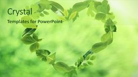  Presentation with chemistry leaves green leaf - Cool new PPT theme with heart of different green leaves backdrop and a mint green colored foreground
