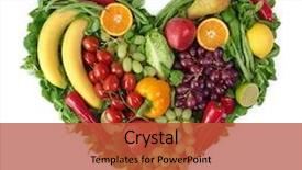  Presentation with fruits - Cool new presentation theme with heart of fruits and vegetables backdrop and a red colored foreground