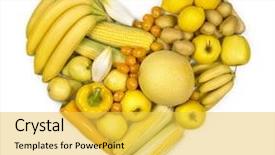  Presentation with vegetables - Amazing slide deck having heart of yellow fruits backdrop and a yellow colored foreground