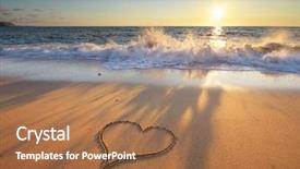  Presentation with romantic beach - Slide deck with heart on beach romantic composition background and a coral colored foreground