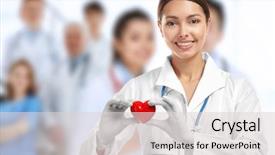  Presentation with cardiology concept - Beautiful PPT theme featuring heart on blurred background cardiology backdrop and a light gray colored foreground