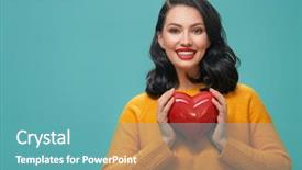  Presentation with light blue - Slides having heart on bright light blue background and a teal colored foreground