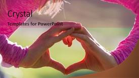  Presentation with man heart attact hand hold - Presentation theme featuring heart on green summer background and a red colored foreground