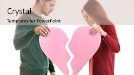  Presentation with broken heart - Cool new PPT theme with heart on white background relationship backdrop and a soft green colored foreground
