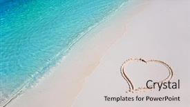  Presentation with sand heart - Theme consisting of heart on white beach sand background and a light gray colored foreground
