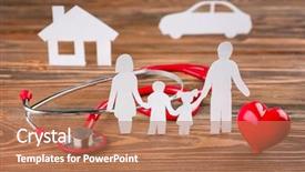  Presentation with health security - Slides having heart on wooden background health background and a coral colored foreground