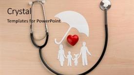  Presentation with family health - Beautiful presentation theme featuring heart on wooden background health backdrop and a lemonade colored foreground