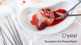  Presentation with medical heart - Cool new slide deck with heart organ in medical metal backdrop and a white colored foreground