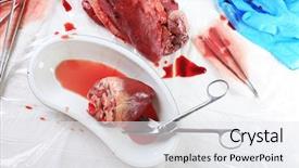  Presentation with medical heart - Audience pleasing presentation theme consisting of heart organ in medical metal backdrop and a white colored foreground