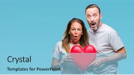  Presentation with loving hearts love heart candy - Slide deck enhanced with heart over isolated background scare background and a light blue colored foreground